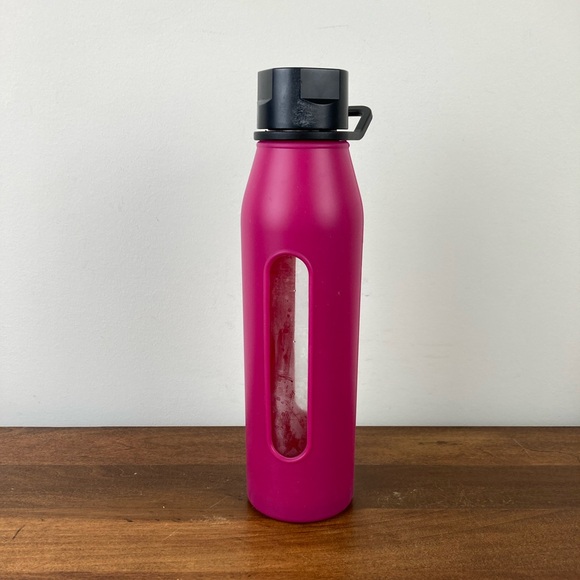 Takeya Glass Water Bottle with Silicone Sleeve Pink And Clear Colorway Pre Owned - Picture 1 of 6